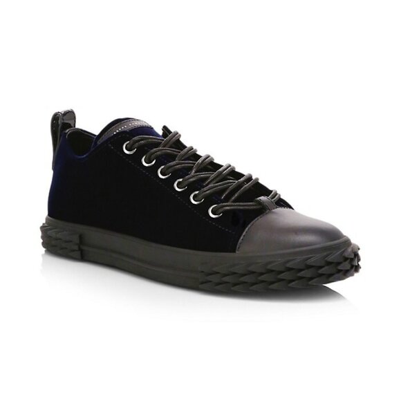 Brand new Giuseppe Zanotti Men\'s US 8/IT41 Blabber Velvet Low-Top Sneakers Nero main image 4
